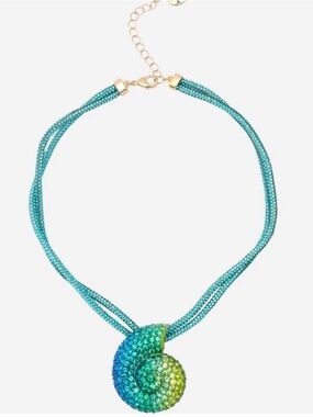 NWT Betsey Johnson Gorgeous Green and Blue Conch Shell Necklace